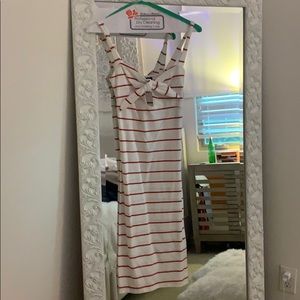 White with red striped dress tie front